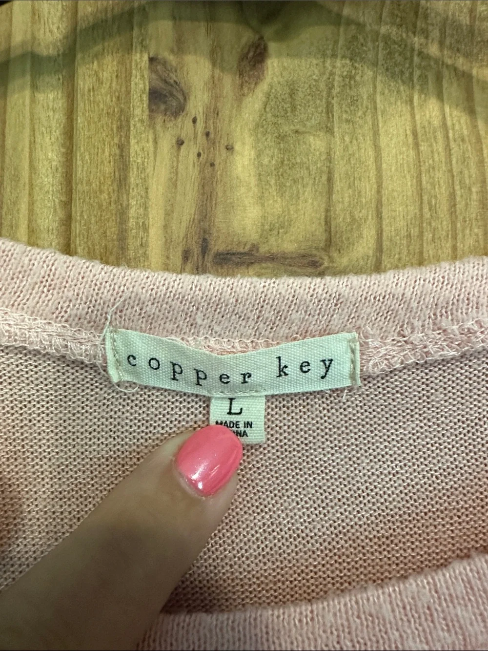 Copper Key Blush Pink Long Sleeve Lightweight Knit Top - Picture 2 of 7